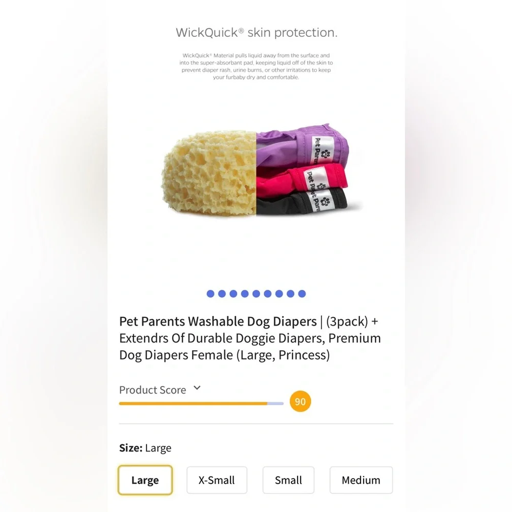 🐕 Lot of 2 Pet Parents Washable Dog Diapers - 3 Pack (Black, Purple, Pink)